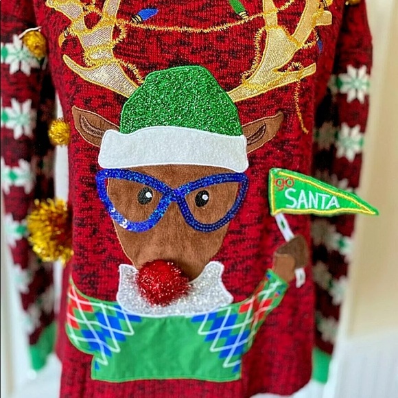 Womens United States Sweater Sz Medium Holiday Christmas Rudolf Ugly Sweater EUC - Picture 2 of 5